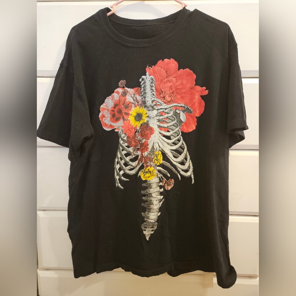 S'yte Yohji Yamamoto Black Skeleton Floral Tee
